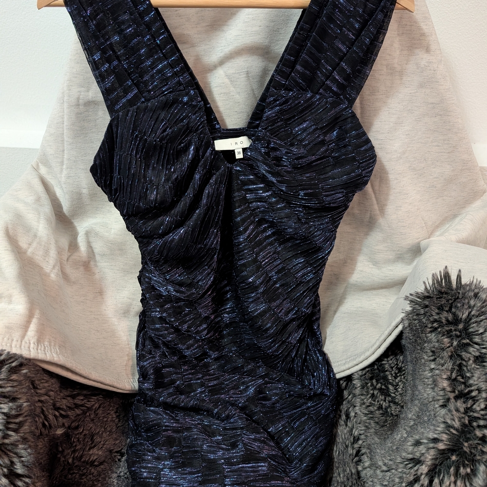 Aidan Mattox Navy Textured Mini Dress